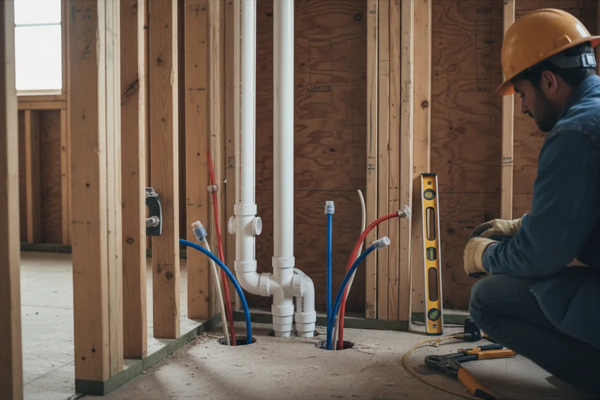 Drain and supply rough-in during Toilet Repair and Installation in Mackinaw
